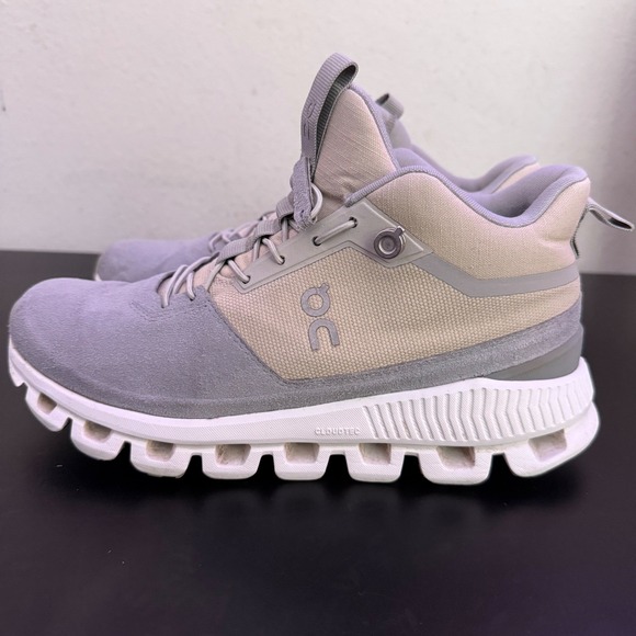 On Cloud Hi Womens Glacier Grey Sneakers Size 7.5 Suede Shoes Running Walking - Picture 5 of 13